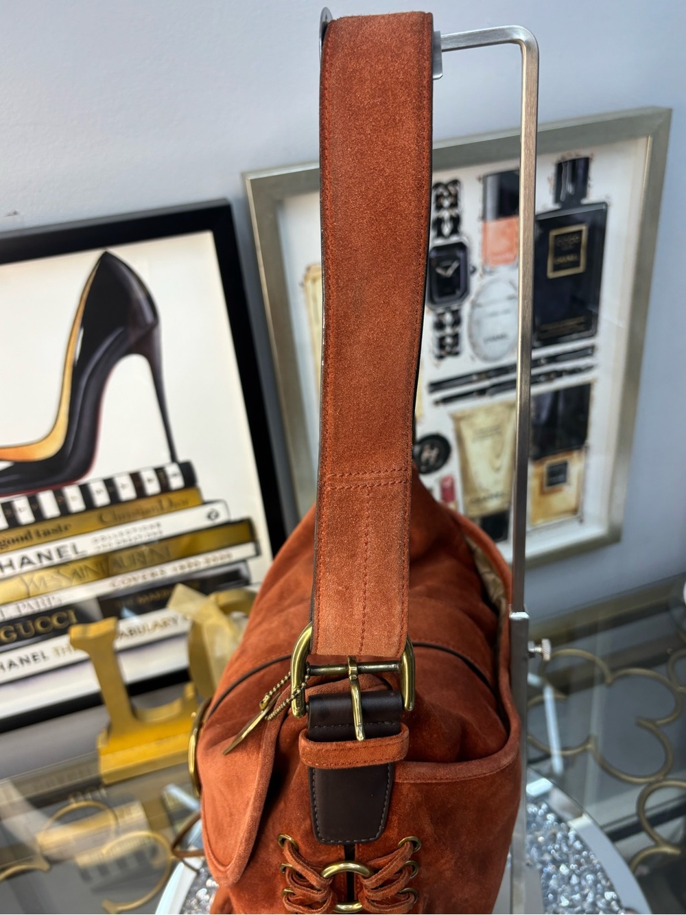 Coach 2003 vintage Soho Suede Braided Flap Shoulder Bag w/matching wristlet EUC - Picture 10 of 17